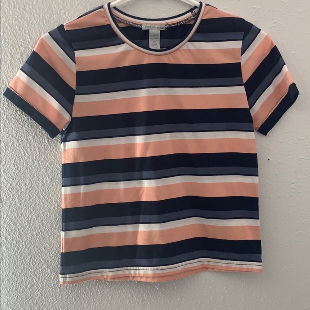 Charlotte Russe Blue,Pink, and White Striped Tee